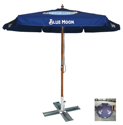 Ανεξάρτητη ηλιακή ομπρέλα 2.5M Navy Blue ξύλινη ομπρέλα με ίσιο ξύλινο πλαίσιο και προσαρμοσμένο λογότυπο